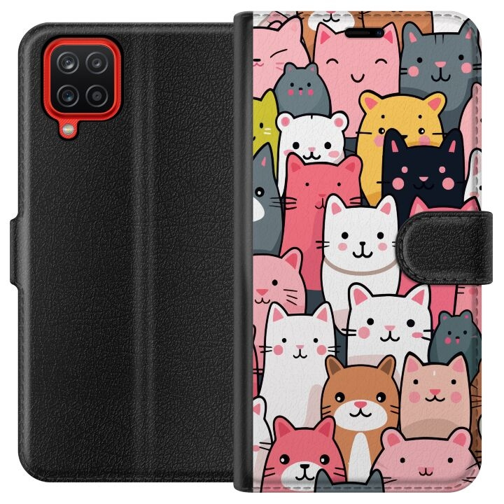 Wallet case for Samsung Galaxy A12 with Cat pattern design in the group SMARTPHONE & TABLETS / Phone cases / Samsung at TP E-commerce Nordic AB (A58588)