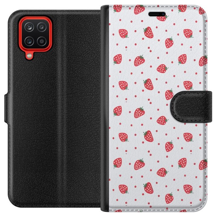 Wallet case for Samsung Galaxy A12 with Strawberries design in the group SMARTPHONE & TABLETS / Phone cases / Samsung at TP E-commerce Nordic AB (A58597)