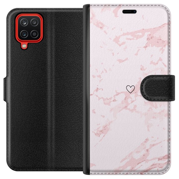 Wallet case for Samsung Galaxy A12 with Pink Heart design in the group SMARTPHONE & TABLETS / Phone cases / Samsung at TP E-commerce Nordic AB (A58603)