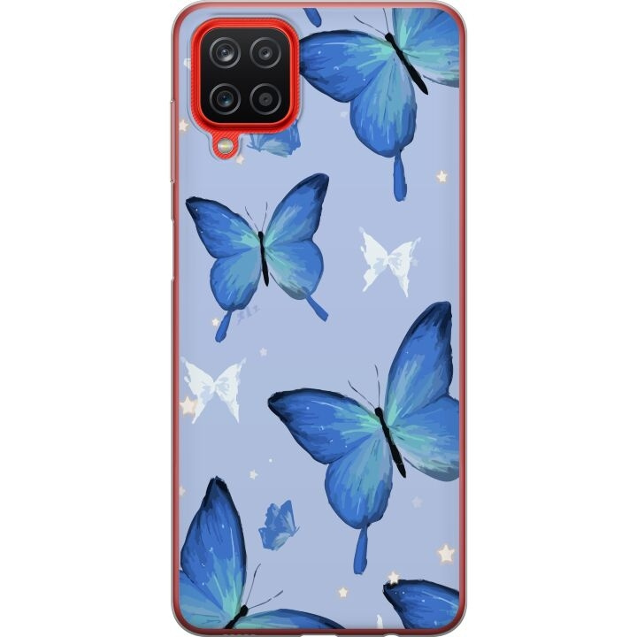 Mobile case for Samsung Galaxy A12 with Blue butterflies design in the group SMARTPHONE & TABLETS / Phone cases / Samsung at TP E-commerce Nordic AB (A58623)