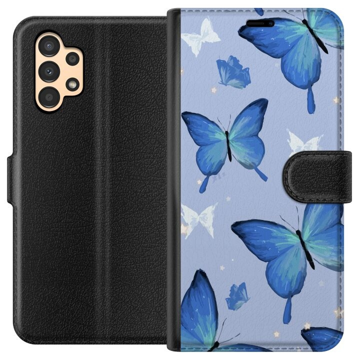 Wallet case for Samsung Galaxy A13 with Blue butterflies design in the group SMARTPHONE & TABLETS / Phone cases / Samsung at TP E-commerce Nordic AB (A58650)