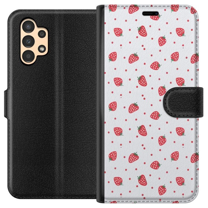 Wallet case for Samsung Galaxy A13 with Strawberries design in the group SMARTPHONE & TABLETS / Phone cases / Samsung at TP E-commerce Nordic AB (A58651)