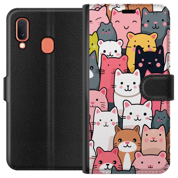 Wallet case for Samsung Galaxy A20e with Cat pattern design in the group SMARTPHONE & TABLETS / Phone cases / Samsung at TP E-commerce Nordic AB (A58804)