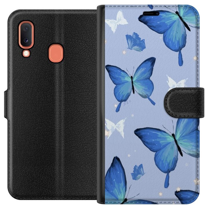 Wallet case for Samsung Galaxy A20e with Blue butterflies design in the group SMARTPHONE & TABLETS / Phone cases / Samsung at TP E-commerce Nordic AB (A58812)