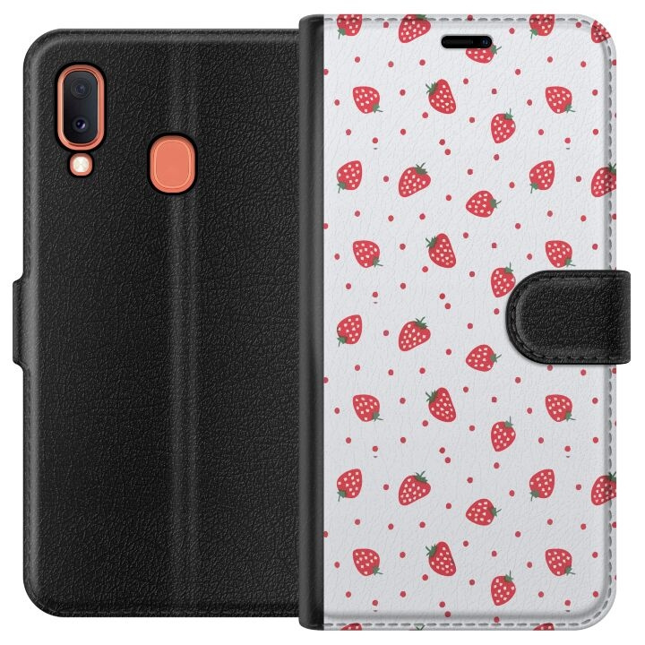 Wallet case for Samsung Galaxy A20e with Strawberries design in the group SMARTPHONE & TABLETS / Phone cases / Samsung at TP E-commerce Nordic AB (A58813)