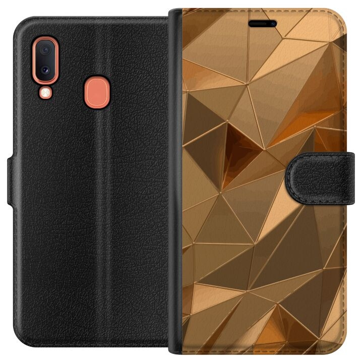 Wallet case for Samsung Galaxy A20e with 3D Gold design in the group SMARTPHONE & TABLETS / Phone cases / Samsung at TP E-commerce Nordic AB (A58820)