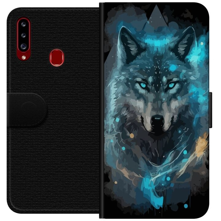 Wallet case for Samsung Galaxy A20s with Wolf design in the group SMARTPHONE & TABLETS / Phone cases / Samsung at TP E-commerce Nordic AB (A58855)