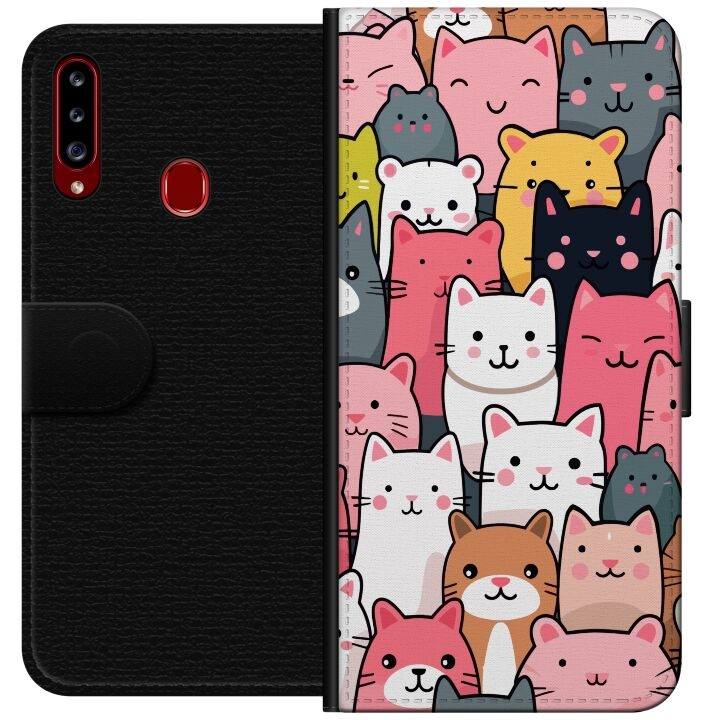 Wallet case for Samsung Galaxy A20s with Cat pattern design in the group SMARTPHONE & TABLETS / Phone cases / Samsung at TP E-commerce Nordic AB (A58858)