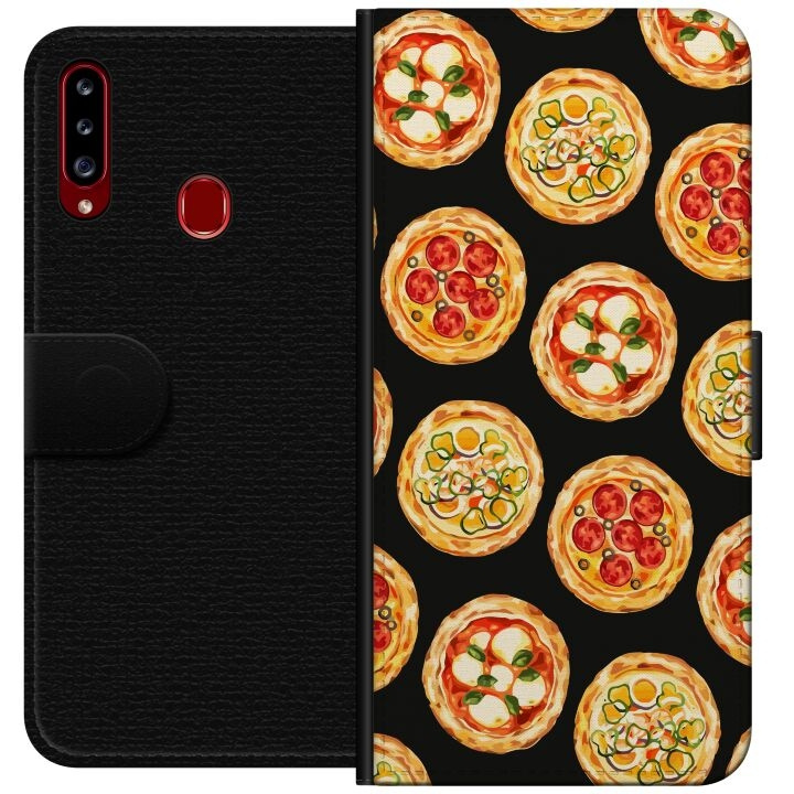 Wallet case for Samsung Galaxy A20s with Pizza design in the group SMARTPHONE & TABLETS / Phone cases / Samsung at TP E-commerce Nordic AB (A58863)