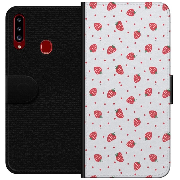 Wallet case for Samsung Galaxy A20s with Strawberries design in the group SMARTPHONE & TABLETS / Phone cases / Samsung at TP E-commerce Nordic AB (A58867)