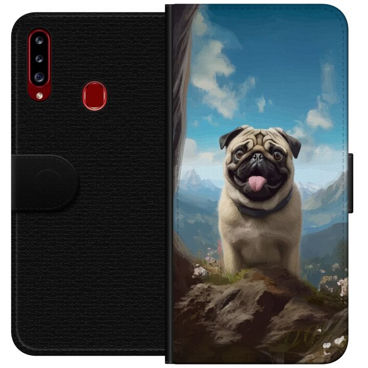 Wallet case for Samsung Galaxy A20s with Happy Dog design in the group SMARTPHONE & TABLETS / Phone cases / Samsung at TP E-commerce Nordic AB (A58868)