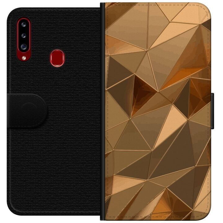 Wallet case for Samsung Galaxy A20s with 3D Gold design in the group SMARTPHONE & TABLETS / Phone cases / Samsung at TP E-commerce Nordic AB (A58874)