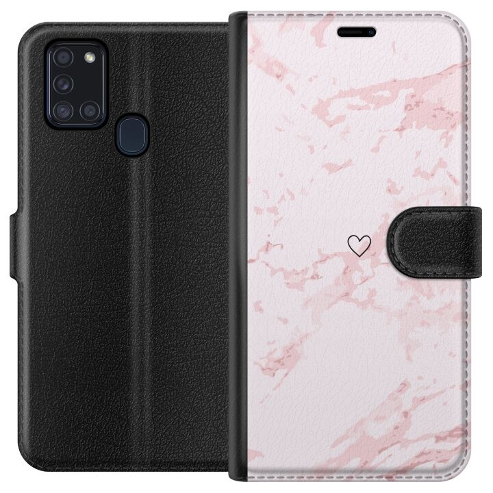 Wallet case for Samsung Galaxy A21s with Pink Heart design in the group SMARTPHONE & TABLETS / Phone cases / Samsung at TP E-commerce Nordic AB (A58927)