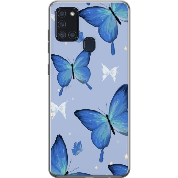 Mobile case for Samsung Galaxy A21s with Blue butterflies design in the group SMARTPHONE & TABLETS / Phone cases / Samsung at TP E-commerce Nordic AB (A58947)