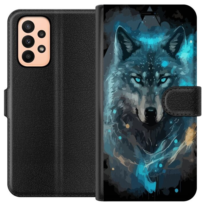 Wallet case for Samsung Galaxy A23 with Wolf design in the group SMARTPHONE & TABLETS / Phone cases / Samsung at TP E-commerce Nordic AB (A59017)