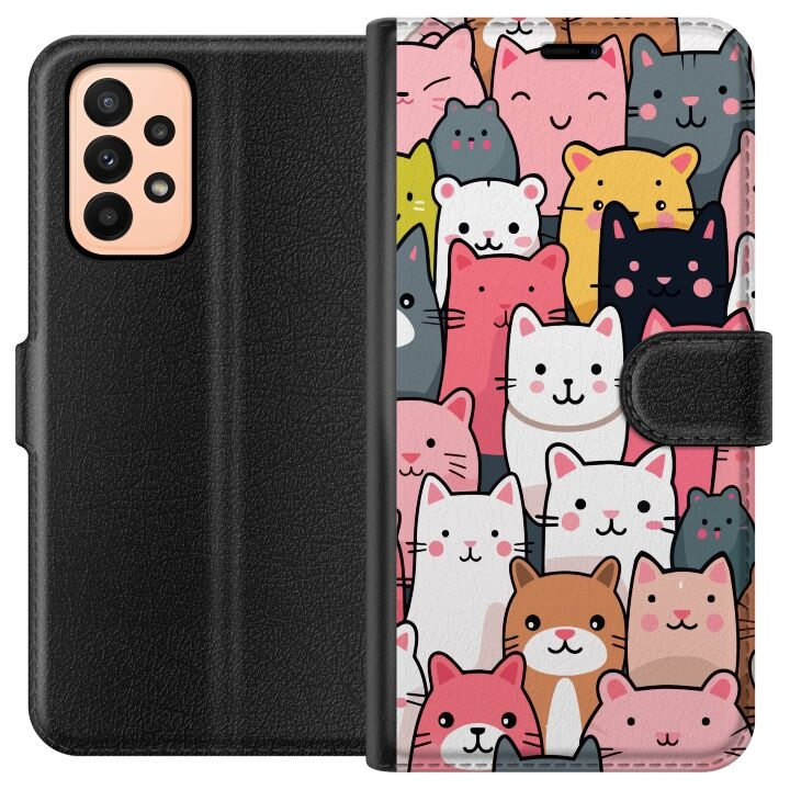 Wallet case for Samsung Galaxy A23 with Cat pattern design in the group SMARTPHONE & TABLETS / Phone cases / Samsung at TP E-commerce Nordic AB (A59020)