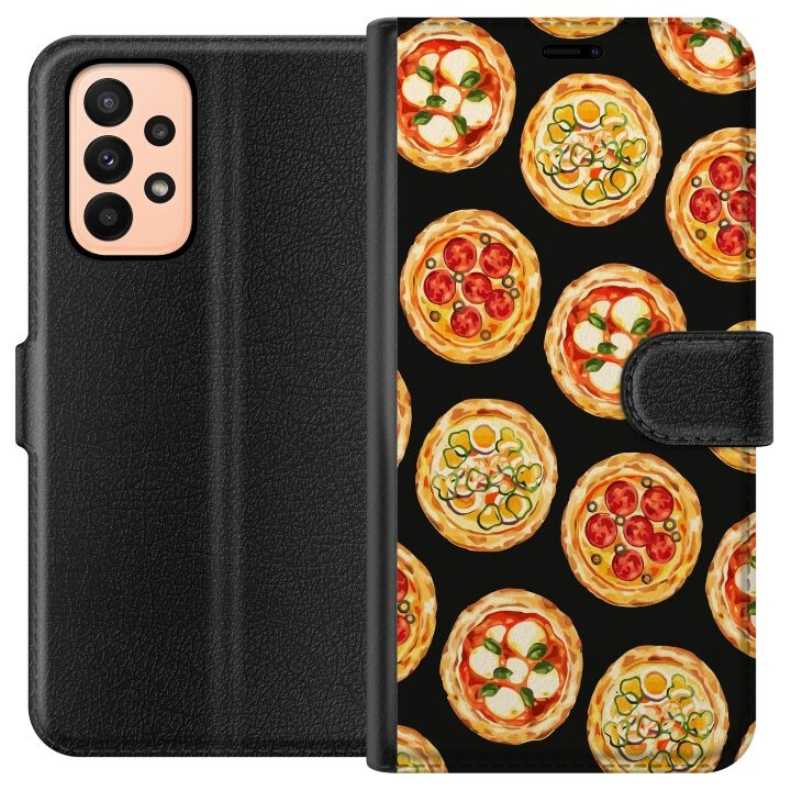 Wallet case for Samsung Galaxy A23 with Pizza design in the group SMARTPHONE & TABLETS / Phone cases / Samsung at TP E-commerce Nordic AB (A59025)