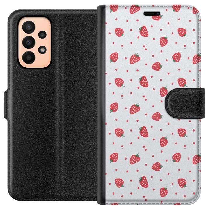 Wallet case for Samsung Galaxy A23 with Strawberries design in the group SMARTPHONE & TABLETS / Phone cases / Samsung at TP E-commerce Nordic AB (A59029)