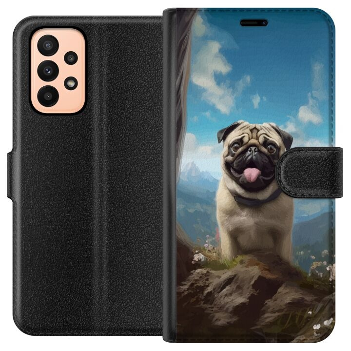 Wallet case for Samsung Galaxy A23 with Happy Dog design in the group SMARTPHONE & TABLETS / Phone cases / Samsung at TP E-commerce Nordic AB (A59030)