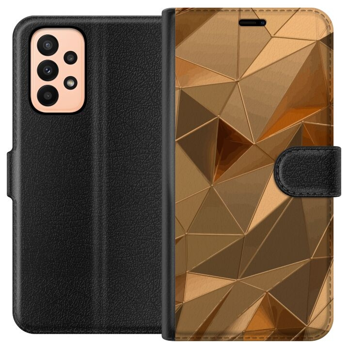 Wallet case for Samsung Galaxy A23 with 3D Gold design in the group SMARTPHONE & TABLETS / Phone cases / Samsung at TP E-commerce Nordic AB (A59036)