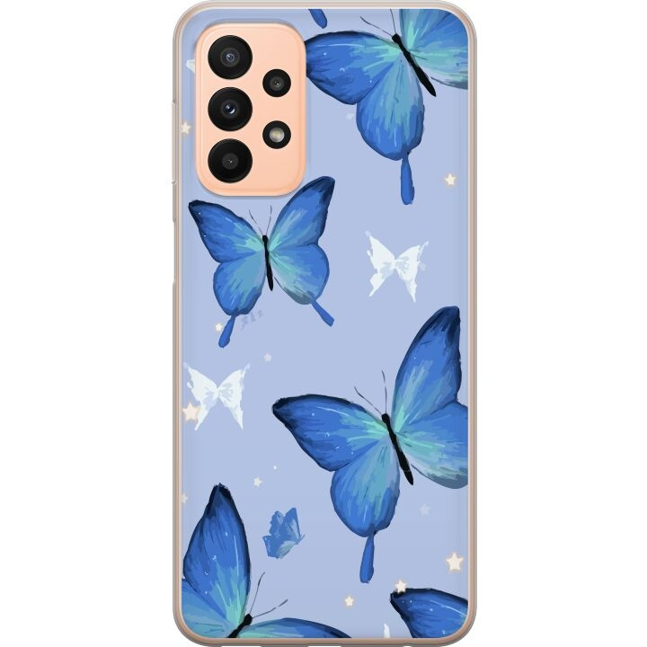 Mobile case for Samsung Galaxy A23 with Blue butterflies design in the group SMARTPHONE & TABLETS / Phone cases / Samsung at TP E-commerce Nordic AB (A59055)