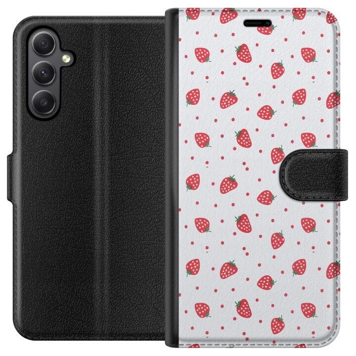 Wallet case for Samsung Galaxy A24 4G with Strawberries design in the group SMARTPHONE & TABLETS / Phone cases / Samsung at TP E-commerce Nordic AB (A59110)