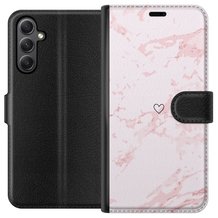 Wallet case for Samsung Galaxy A24 4G with Pink Heart design in the group SMARTPHONE & TABLETS / Phone cases / Samsung at TP E-commerce Nordic AB (A59116)