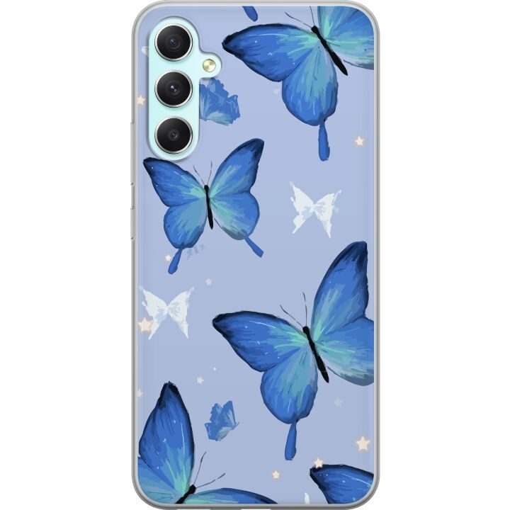 Mobile case for Samsung Galaxy A34 with Blue butterflies design in the group SMARTPHONE & TABLETS / Phone cases / Samsung at TP E-commerce Nordic AB (A59352)