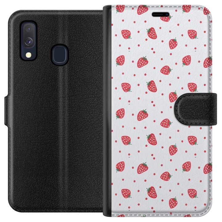 Wallet case for Samsung Galaxy A40 with Strawberries design in the group SMARTPHONE & TABLETS / Phone cases / Samsung at TP E-commerce Nordic AB (A59461)