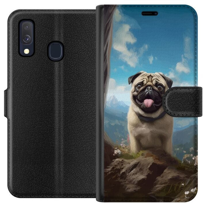 Wallet case for Samsung Galaxy A40 with Happy Dog design in the group SMARTPHONE & TABLETS / Phone cases / Samsung at TP E-commerce Nordic AB (A59462)