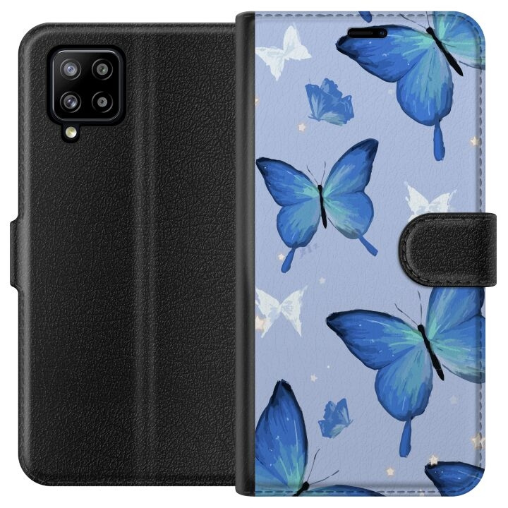 Wallet case for Samsung Galaxy A42 5G with Blue butterflies design in the group SMARTPHONE & TABLETS / Phone cases / Samsung at TP E-commerce Nordic AB (A59568)