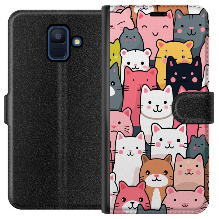 Wallet case for Samsung Galaxy A6 (2018) with Cat pattern design in the group SMARTPHONE & TABLETS / Phone cases / Samsung at TP E-commerce Nordic AB (A59965)