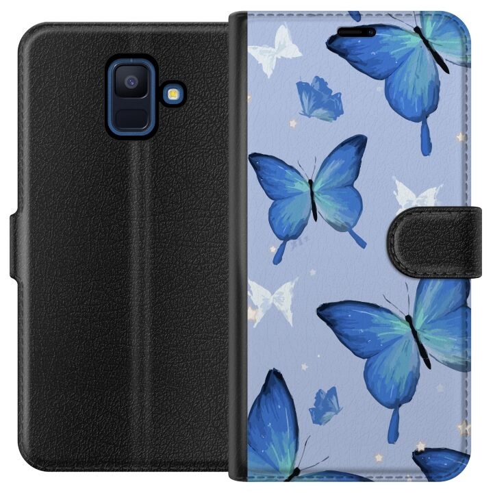 Wallet case for Samsung Galaxy A6 (2018) with Blue butterflies design in the group SMARTPHONE & TABLETS / Phone cases / Samsung at TP E-commerce Nordic AB (A59973)