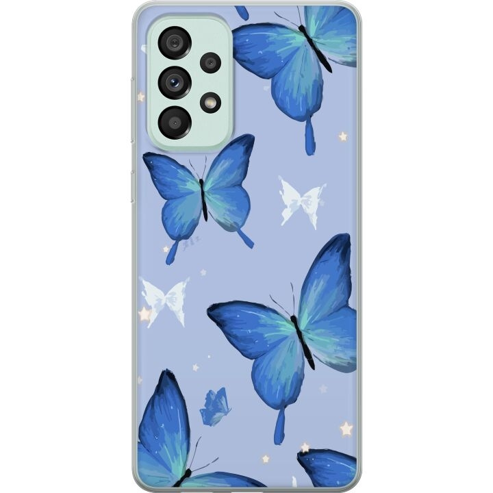 Mobile case for Samsung Galaxy A73 5G with Blue butterflies design in the group SMARTPHONE & TABLETS / Phone cases / Samsung at TP E-commerce Nordic AB (A60189)