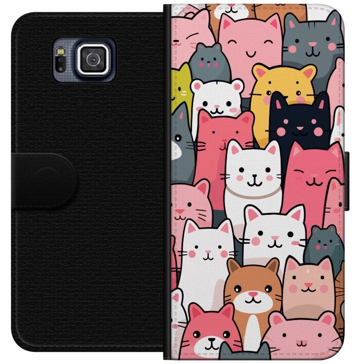 Wallet case for Samsung Galaxy Alpha with Cat pattern design in the group SMARTPHONE & TABLETS / Phone cases / Samsung at TP E-commerce Nordic AB (A60343)