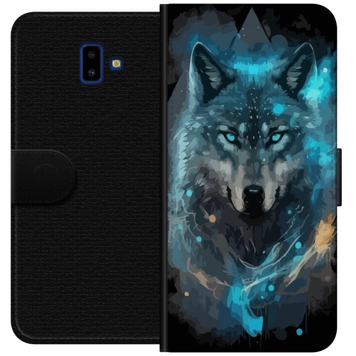 Wallet case for Samsung Galaxy J6+ with Wolf design in the group SMARTPHONE & TABLETS / Phone cases / Samsung at TP E-commerce Nordic AB (A60502)