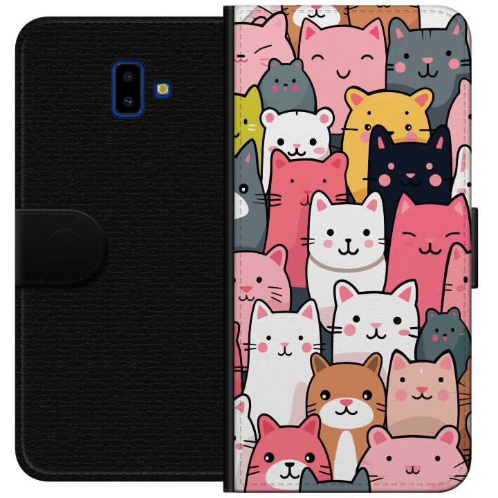 Wallet case for Samsung Galaxy J6+ with Cat pattern design in the group SMARTPHONE & TABLETS / Phone cases / Samsung at TP E-commerce Nordic AB (A60505)