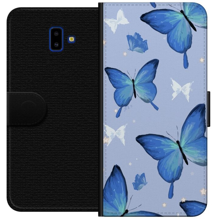 Wallet case for Samsung Galaxy J6+ with Blue butterflies design in the group SMARTPHONE & TABLETS / Phone cases / Samsung at TP E-commerce Nordic AB (A60513)