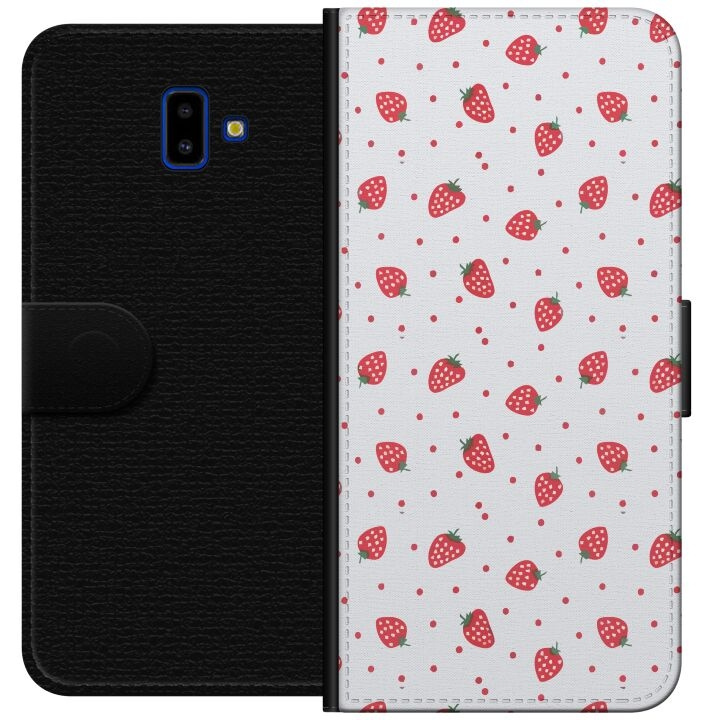 Wallet case for Samsung Galaxy J6+ with Strawberries design in the group SMARTPHONE & TABLETS / Phone cases / Samsung at TP E-commerce Nordic AB (A60514)