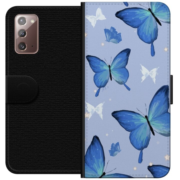 Wallet case for Samsung Galaxy Note20 with Blue butterflies design in the group SMARTPHONE & TABLETS / Phone cases / Samsung at TP E-commerce Nordic AB (A60648)