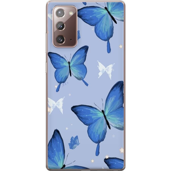 Mobile case for Samsung Galaxy Note20 with Blue butterflies design in the group SMARTPHONE & TABLETS / Phone cases / Samsung at TP E-commerce Nordic AB (A60675)