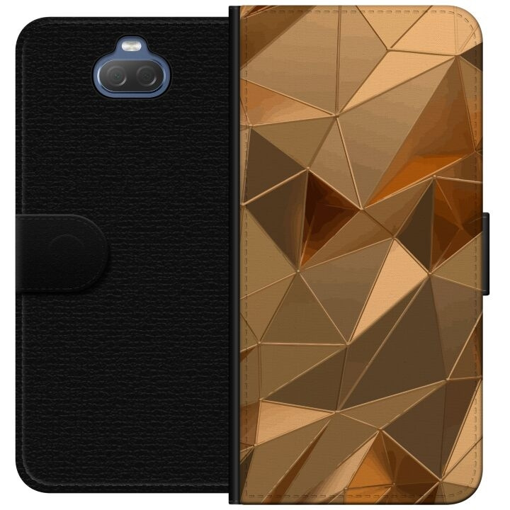 Wallet case for Sony Xperia 10 with 3D Gold design in the group SMARTPHONE & TABLETS / Phone cases / Sony at TP E-commerce Nordic AB (A60845)