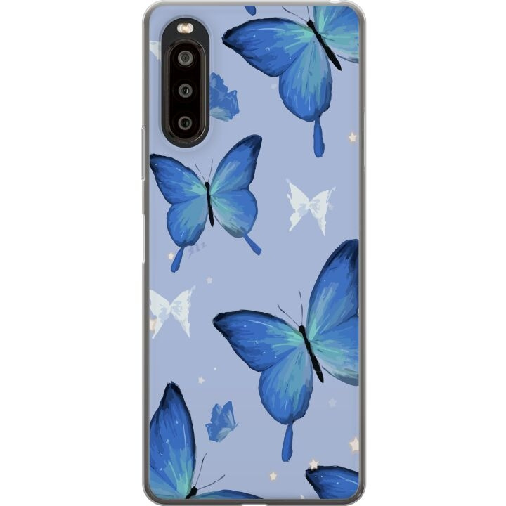 Mobile case for Sony Xperia 10 II with Blue butterflies design in the group SMARTPHONE & TABLETS / Phone cases / Sony at TP E-commerce Nordic AB (A60891)