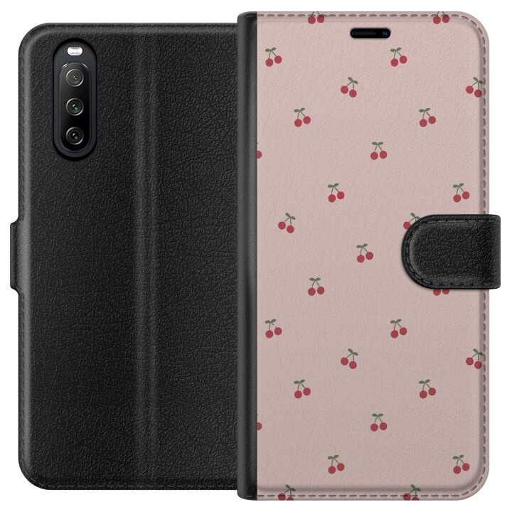 Wallet case for Sony Xperia 10 III with Cherry design in the group SMARTPHONE & TABLETS / Phone cases / Sony at TP E-commerce Nordic AB (A60909)