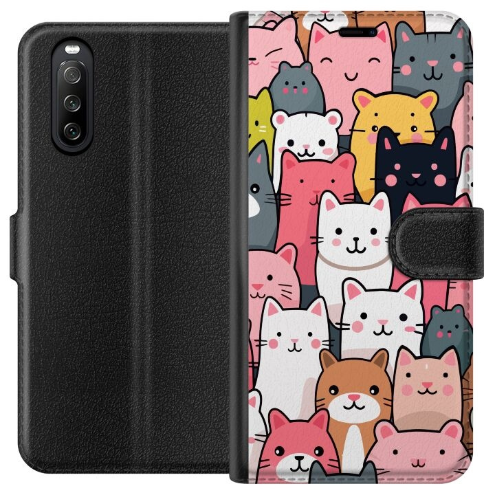 Wallet case for Sony Xperia 10 III with Cat pattern design in the group SMARTPHONE & TABLETS / Phone cases / Sony at TP E-commerce Nordic AB (A60910)