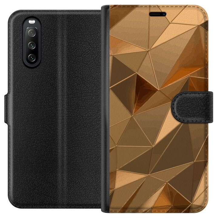 Wallet case for Sony Xperia 10 III with 3D Gold design in the group SMARTPHONE & TABLETS / Phone cases / Sony at TP E-commerce Nordic AB (A60926)