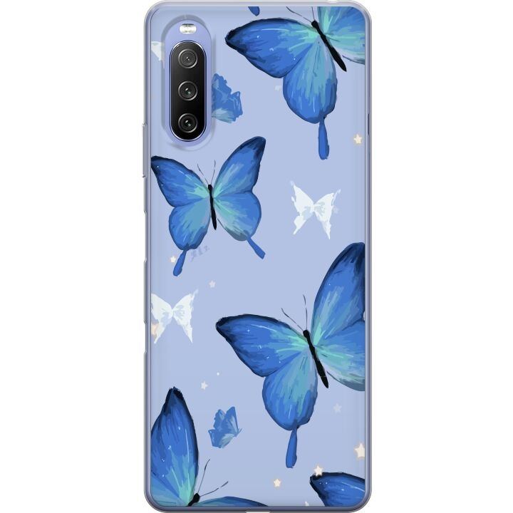 Mobile case for Sony Xperia 10 III with Blue butterflies design in the group SMARTPHONE & TABLETS / Phone cases / Sony at TP E-commerce Nordic AB (A60945)