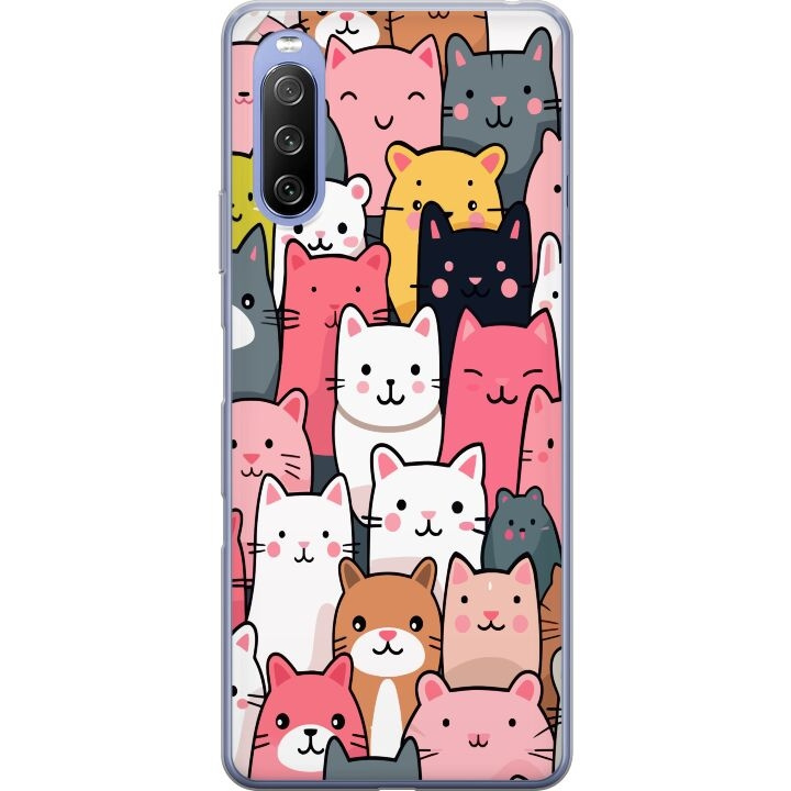 Mobile case for Sony Xperia 10 III Lite with Cat pattern design in the group SMARTPHONE & TABLETS / Phone cases / Sony at TP E-commerce Nordic AB (A60964)