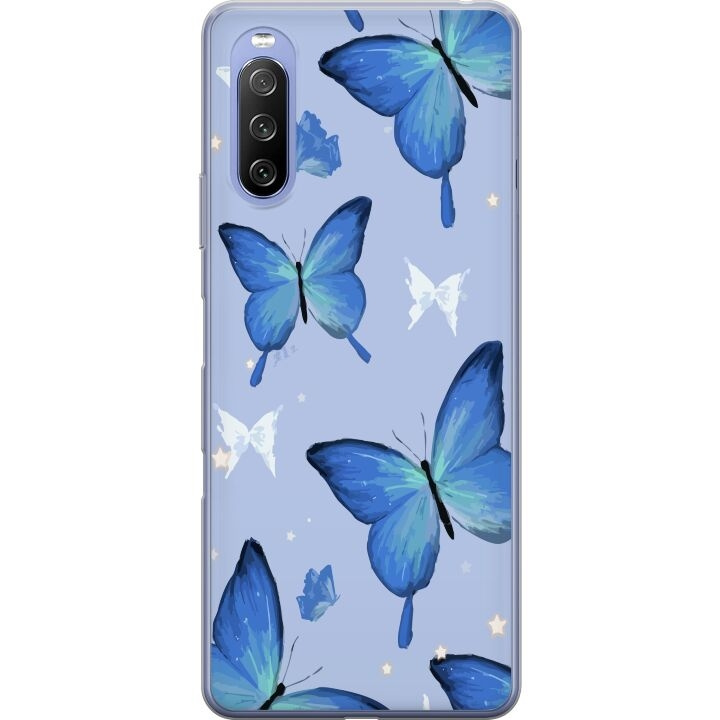 Mobile case for Sony Xperia 10 III Lite with Blue butterflies design in the group SMARTPHONE & TABLETS / Phone cases / Sony at TP E-commerce Nordic AB (A60972)