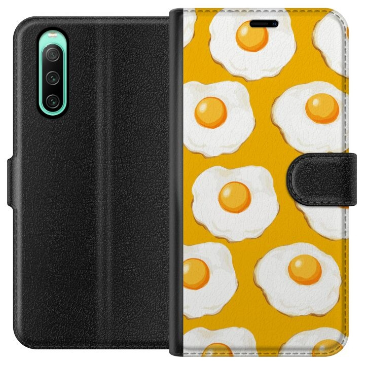 Wallet case for Sony Xperia 10 IV with Fried egg design in the group SMARTPHONE & TABLETS / Phone cases / Sony at TP E-commerce Nordic AB (A60985)